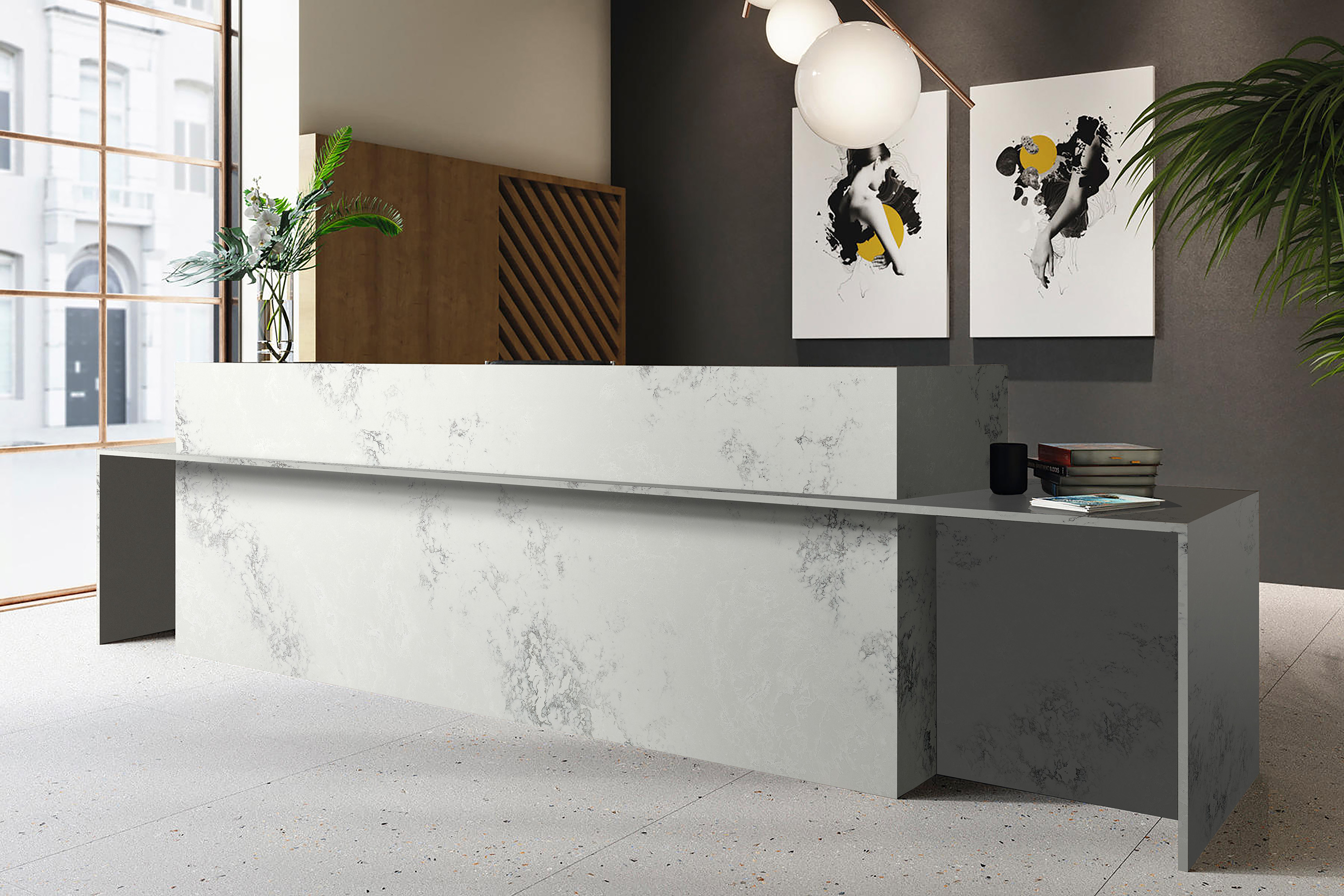 Engineered Quartz Marble Series F6920 Cloudy Sky for Countertops , Vanity , Prefab , Tiles , Walls